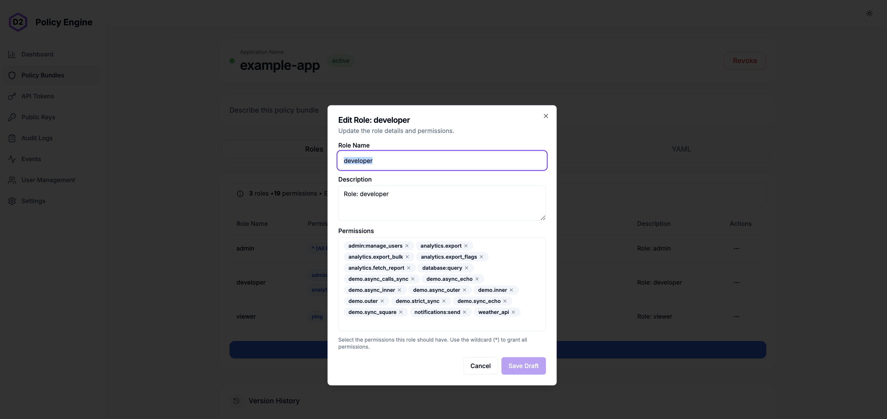 D2 Policy Engine Visual Policy Editor